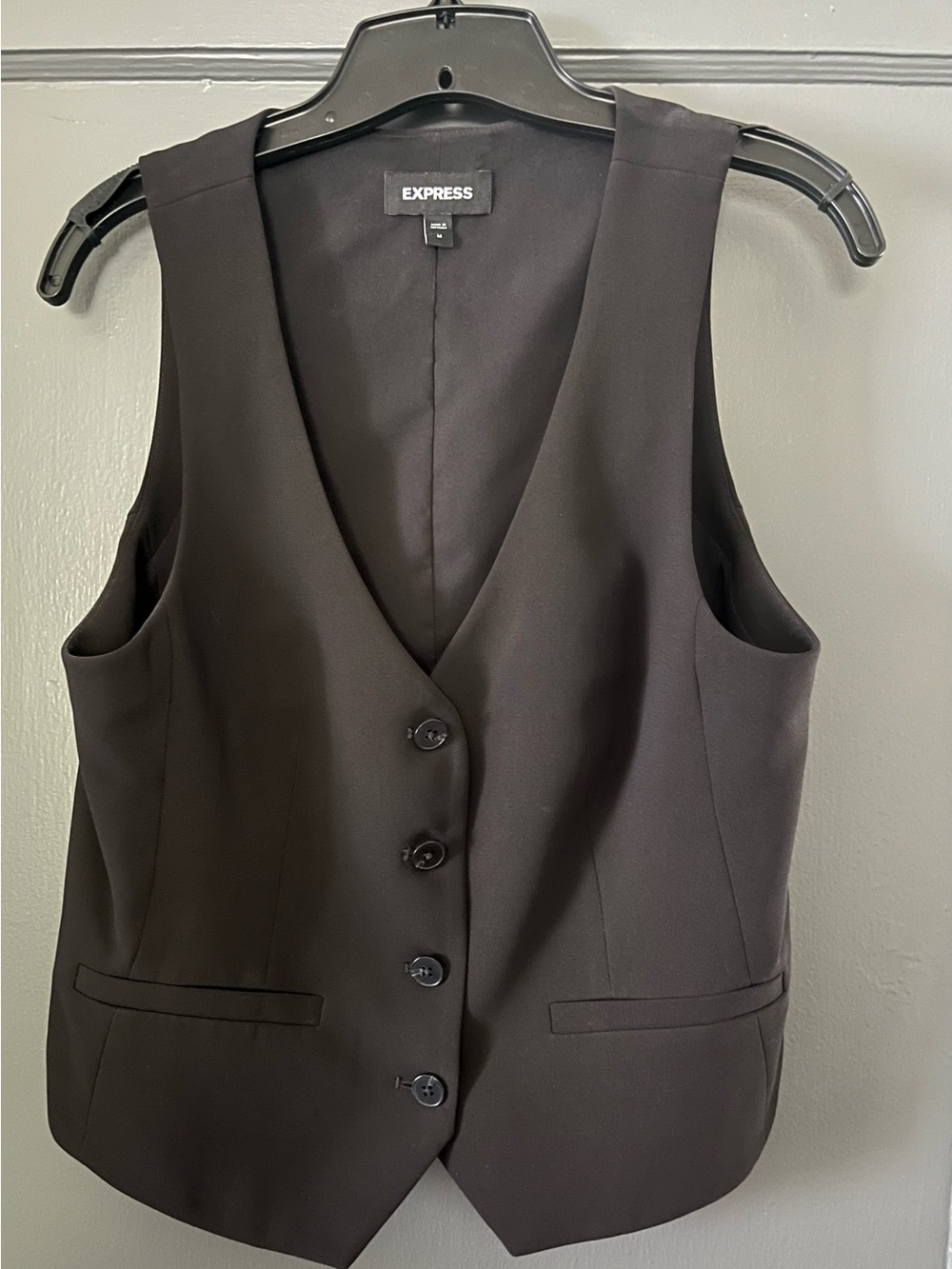 Express Black Button-Front Tailored Vest
